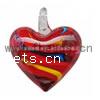 Pendentifs artisanaux au style murano, chalumeau, coeur, fait à la main, rouge Environ 7mm, Vendu par PC