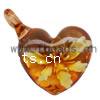Кулоны Лэмпворк с внутренним цветком , Сердце, цветок внутри, желтый отверстие:Приблизительно 8mm, продается PC