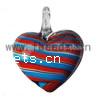Кулоны Лэмпворк ручной работы, Сердце, Связанный вручную, в полоску отверстие:Приблизительно 5mm, продается PC
