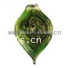 Lampwork Pendants, Leaf, handmade, green Approx 6mm 