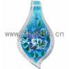 El Colgantes De Cristal Vidriado De Artesanía, Cristal de murano, Hoja, hecho a mano, azul, 61x30x5mm, agujero:aproximado 5mm, Vendido por UD