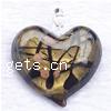 Handmade Lampwork Pendant, Heart, with gold foil Approx 5MM 