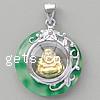 Jade Pendants, with Zinc Alloy, Flat Round Approx 
