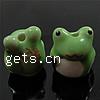 Animal Porcelain Beads, Frog, hand drawing, green Approx 2mm 