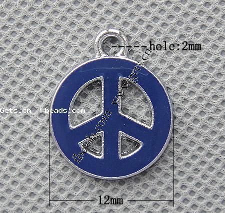 Zinc Alloy paix pendentifs, alliage de zinc, Logo de la paix, Placage, émail, plus de couleurs à choisir, 12x12x2mm, Trou:Environ 2mm, Vendu par PC