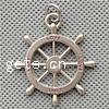 Zinc Alloy Ship Wheel & Anchor Pendant, plated, nautical pattern & enamel Approx 5mm 