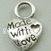 Sterling Silver Message Pendant, 925 Sterling Silver, Heart, plated, with letter pattern Approx 4mm 