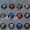 Inner Flower Lampwork Pendants, with Plastic Box, Flat Round, gold sand, mixed colors Approx 7mm 