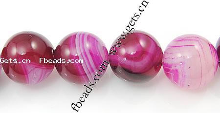 Natürliche Streifen Achat Perlen, rund, verschiedene Größen vorhanden, rosarot, Bohrung:ca. 1-1.5mm, Länge:ca. 15.5 ZollInch, verkauft von Strang