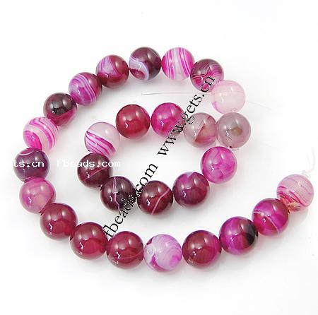Natürliche Streifen Achat Perlen, rund, verschiedene Größen vorhanden, rosarot, Bohrung:ca. 1-1.5mm, Länge:ca. 15.5 ZollInch, verkauft von Strang