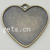Brass Pendant Cabochon Setting, Heart, plated Approx 3mm, Inner Approx 