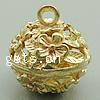 Hollow Brass Pendants, Round, plated Approx 2mm 