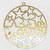 Brass Stamping Pendants, Flat Round, plated, with star pattern Approx 1mm 