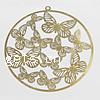 Brass Stamping Pendants, Flat Round, plated, with butterfly pattern Approx 2mm 