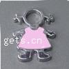 Charakterform Zinklegierung Anhänger, Mädchen, Emaille, Rosa, 24x17x2mm, Bohrung:ca. 6mm, verkauft von PC