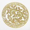 Brass Stamping Pendants, Flat Round, plated, with flower pattern & hollow Approx 1.5mm 