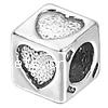 Sterling Silver Beads, 925 Sterling Silver, Cube, plated, with heart pattern Approx 4mm 
