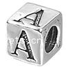 Perles en argent , argent sterling 925, cube, Placage, avec le motif de lettre, plus de couleurs à choisir Environ 4mm, Vendu par PC