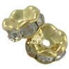 Wave Rondelle Rhinestone Spacer, Brass, Flat Round, plated, with rhinestone Approx 1mm 
