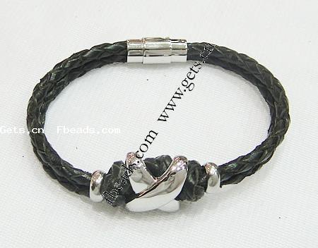 Cowhide Bracelets, 316 stainless steel clasp, different length for choice, more colors for choice, 17x15mm, 3.5mm, Sold By Strand