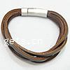 Cowhide Bracelets, 316 stainless steel clasp 3mm 