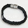 Cowhide Bracelets, stainless steel clasp black, 11mm 