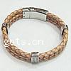 Cowhide Bracelets, 316 stainless steel clasp & with rhinestone 4mm 