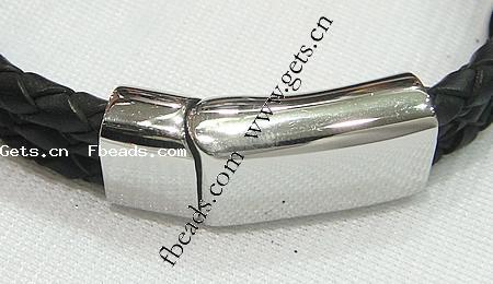 Rindsleder-Armbänder, Kuhhaut, mit 316 Edelstahl, unterschiedliche Länge der Wahl, keine, 17x6mm, 4mm, verkauft von Strang