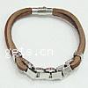Cowhide Bracelets, with 316 Stainless Steel coffee color 4mm 