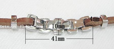 Bracelets de cuir de vachette, cuir de peau de vache, avec Acier inoxydable 316, longueur différente pour le choix, couleur de café, 41x10mm, 4mm, Vendu par brin