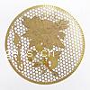 Filigree Brass Stampings, Flat Round, plated, with flower pattern & hollow 