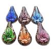 Inner Flower Lampwork Pendants, Teardrop, with gold sand, more colors for choice, 26x49x13mm, Sold by PC