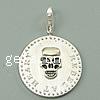 Sterling Silver Pendants, 925 Sterling Silver, with enamel, Flat Round, plated Approx 3mm 