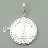 Sterling Silver Pendants, 925 Sterling Silver, Flat Round, plated Approx 3mm 