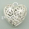Sterling Silver Heart Pendants, 925 Sterling Silver, plated, with flower pattern Approx 2mm 