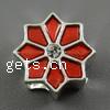 Enamel Zinc Alloy European Beads, Flower, plated, with rhinestone & large hole Approx 5mm 
