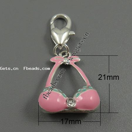 Zinc Alloy Enamel Pendants, zinc alloy lobster clasp, plated, more colors for choice, 21x17x7mm, Hole:Approx 5mm, Sold By PC