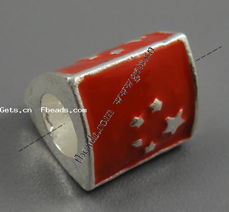 Enamel Zinc Alloy European Beads, Triangle, plated, large hole, more colors for choice, 12x11x11mm, Hole:Approx 6mm, Sold By PC