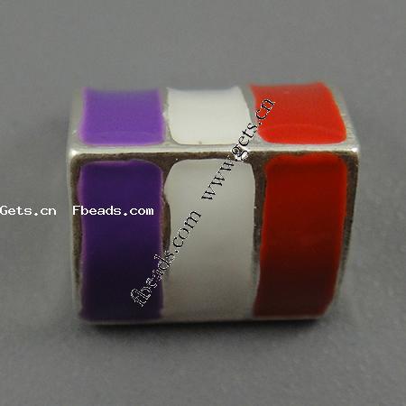 Enamel Zinc Alloy European Beads, Triangle, plated, large hole, more colors for choice, 12x11x11mm, Hole:Approx 6mm, Sold By PC