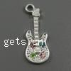 Zinc Alloy European Pendants, Guitar, plated, with rhinestone Approx 3mm 