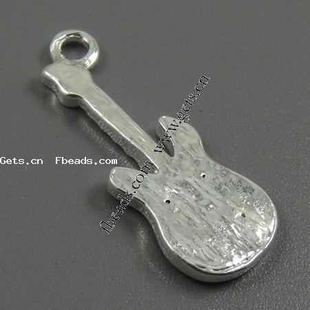 pendentifs European en alliage zinc, alliage de zinc, guitare, Placage, avec strass, plus de couleurs à choisir, 27x11x3mm, Trou:Environ 3mm, Vendu par PC