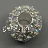 Rhinestone European Beads, with Zinc Alloy, Rondelle, plated Approx 5mm 