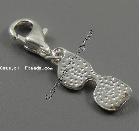 Zinc Alloy Enamel Pendants, brass lobster clasp, Glasses, plated, more colors for choice, 16x7x3mm, Sold By PC