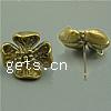 Brass Earring Stud Component, Flower, plated, with loop 