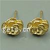 Brass Earring Stud Component, Flower, plated, with loop 