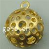 Hollow Brass Pendants, Round, plated Approx 1.8mm 