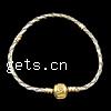 PU Leather European Bracelet Chain, brass European clasp, plated 3mm .5 Inch [