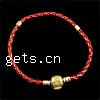Cowhide European Bracelet Chain, brass European clasp, plated 3mm .5 Inch 