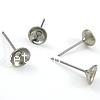 Stainless Steel Earring Stud Component, 304 Stainless Steel, Flat Round, original color 