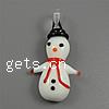 Christmas Lampwork Pendants, Snowman, white Approx 7.5mm 
